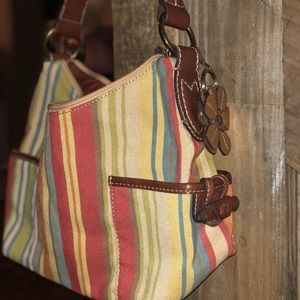 Fossil Canvas Classic 1954 Stripe Hobo Handbag